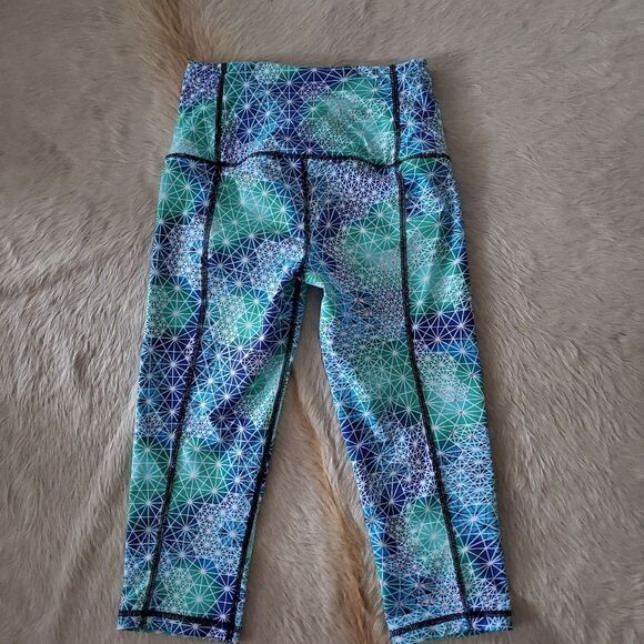 NEW Victoria’s Secret VSX Sport Leggings XS Blue Multicolored Cropped High Rise - Picture 2 of 3
